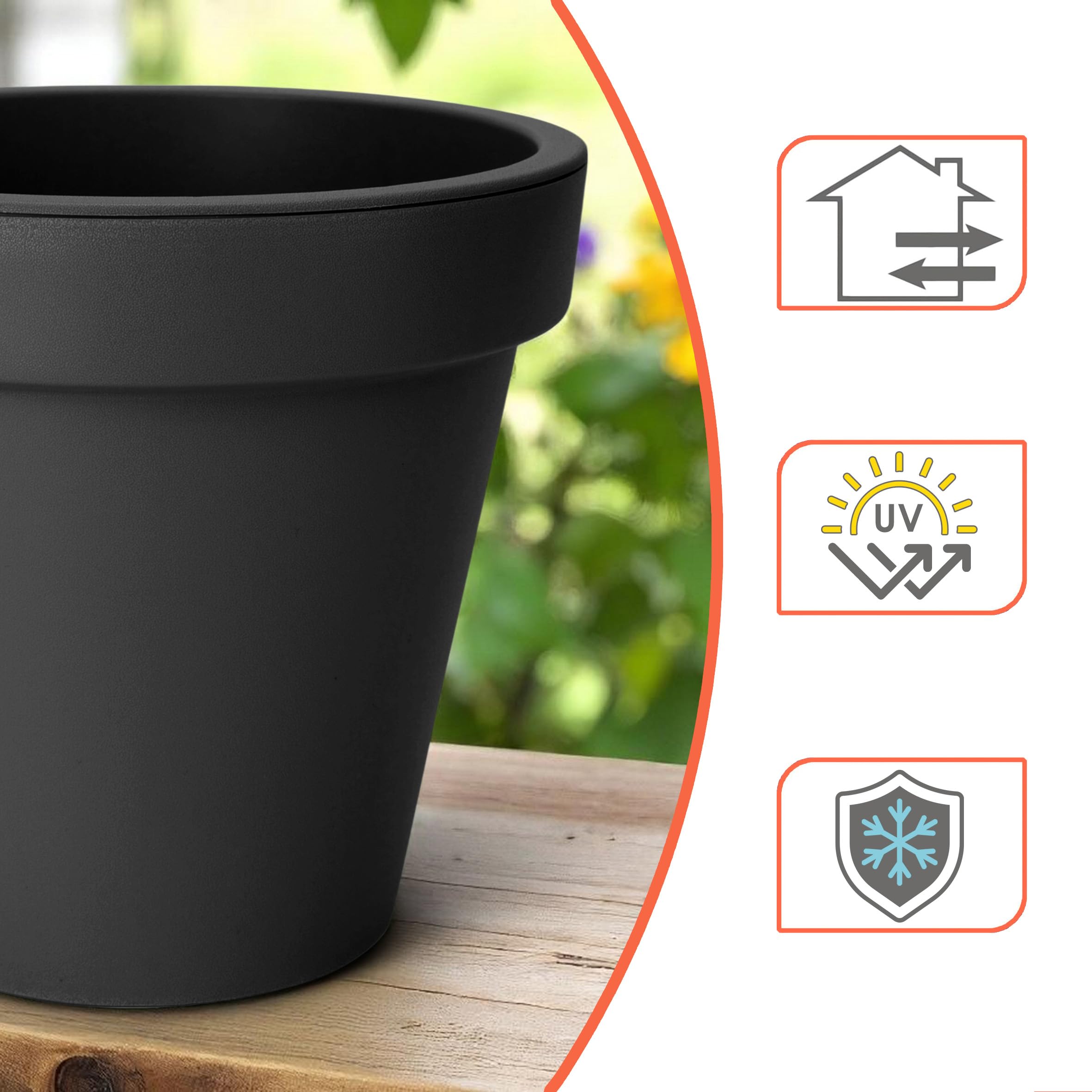 Spetebo Kunststoff Pflanzkübel XXL groß - 58 cm/anthrazit - Blumenkübel rund für Außen und Innen - Garten Pflanztopf Blumentopf Pflanzgefäß Übertopf