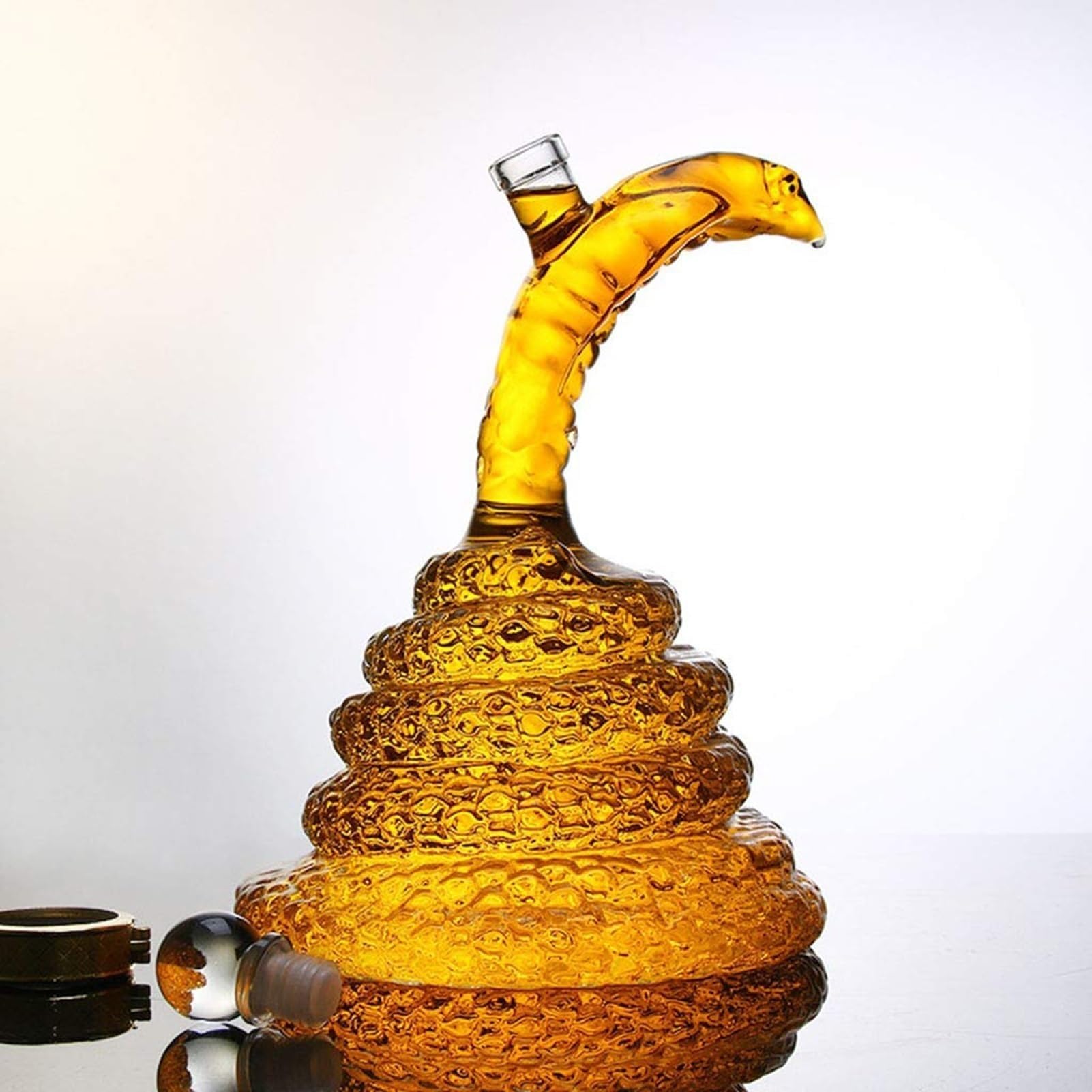 1000ML Decantador Whisky Arte Escultura - Decantador De Whisky Con Forma De Serpiente Cobra Real 3D, De Vidrio Soplado A Mano Sin Plomo, Con El Símbolo Del Zodíaco