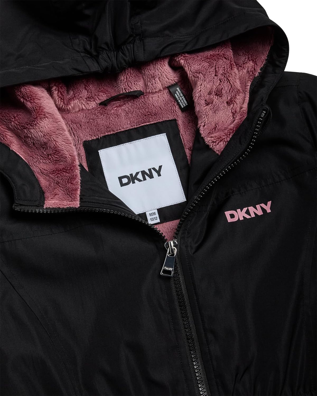 DKNY Girls Winter Jacket - Cozy Sherpa Fur Lined Weather Resistant Anorak Jacket - Full Zip Hooded Jacket for Girls - Image 2