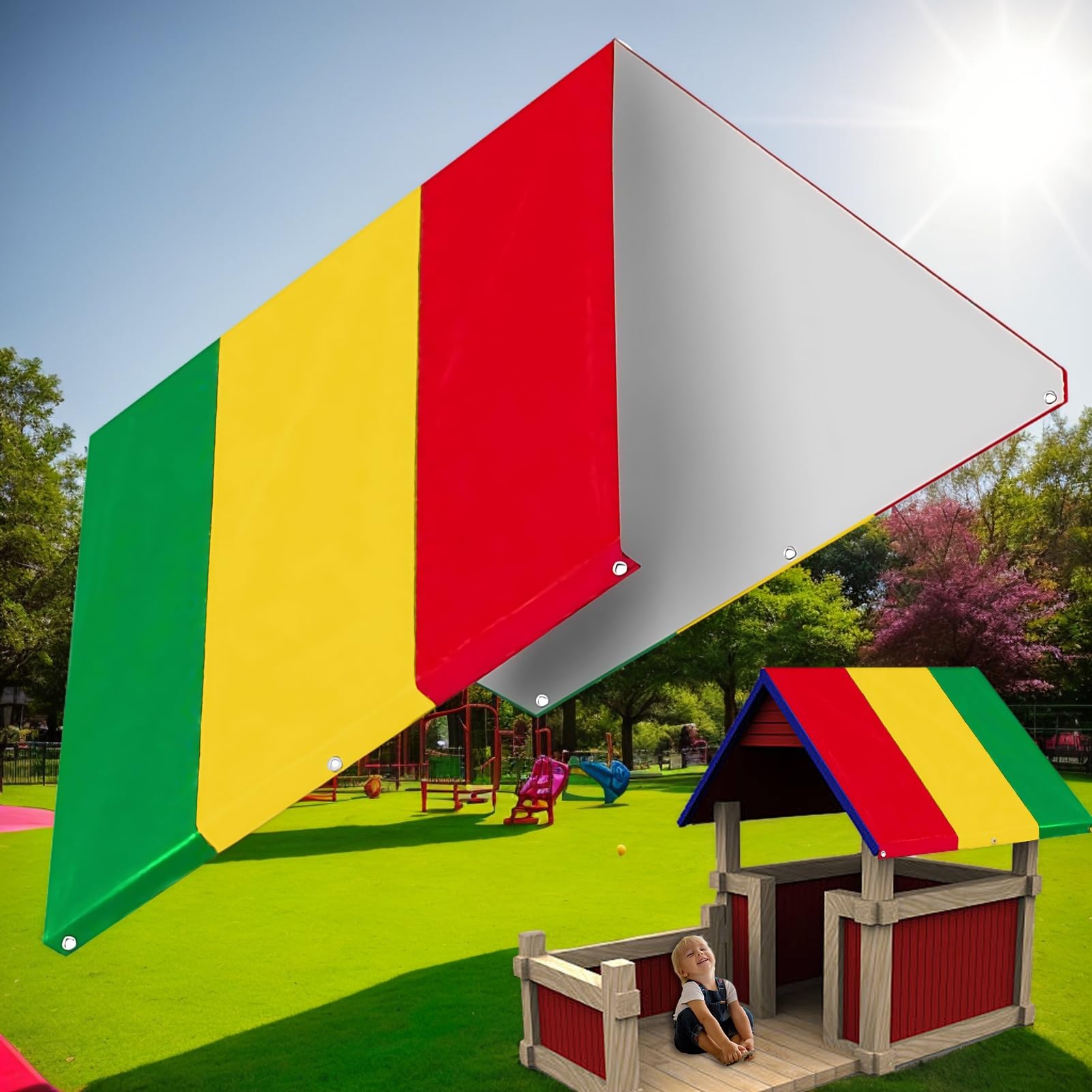 Copertura per ombra resistente ai raggi UV – Telo di ricambio per parco giochi, copertura durevole per esterni | 132 x 226 cm/51,97 x 88,98 pollici tetto resistente alle intemperie per altalene