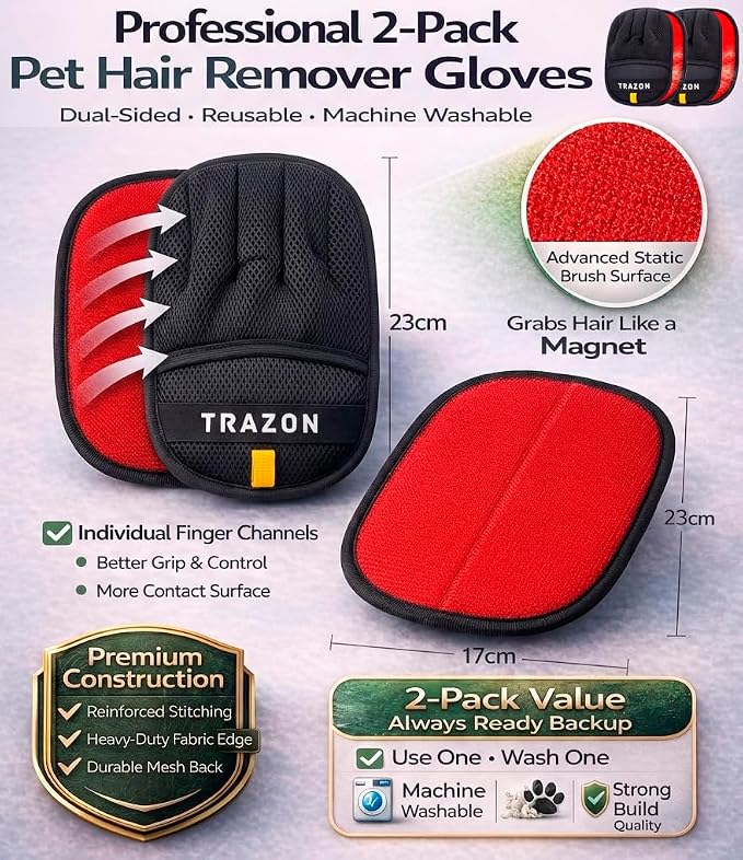 Guantes para quitar pelo de mascotas 2 unidades miniatura 2