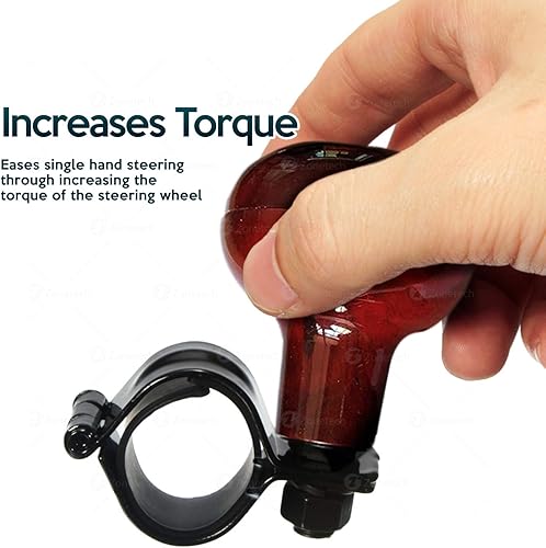 Miniatura 3 de ZONETECH Woodgrain - Rueda giratoria para volante, ajuste universal, calidad premium, asistencia de conducción con mango eléctrico (un paquete)