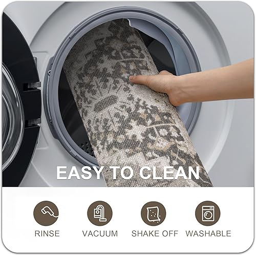 Miniatura 142 de Collive Tapete lavable para interiores, tapete retro antideslizante de 20 x 32 pulgadas, alfombra de entrada de absorción rápida, tapete de entrada