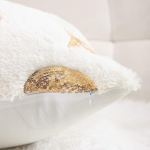 Miniatura 6 de Holibeat Fundas de almohada con lentejuelas y luna blanca, fundas de cojín de piel de Ramadán de 18 x 18 pulgadas, fundas de almohada decorativas