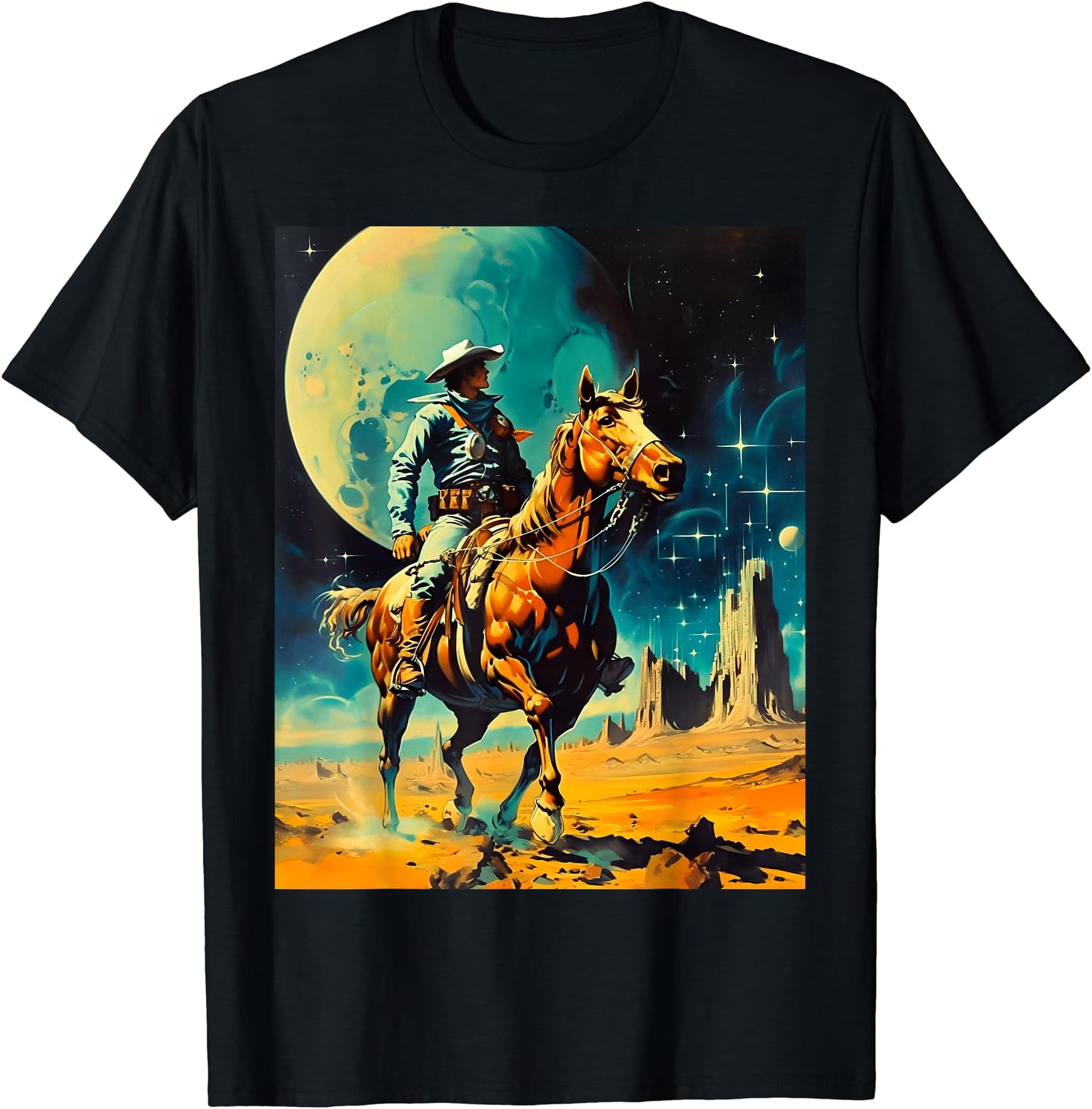 Taudalpoi - Digital Collage ArtistThe Space Cowboy Retro Scifi T-ShirtOEKO-TEX STANDARD 100