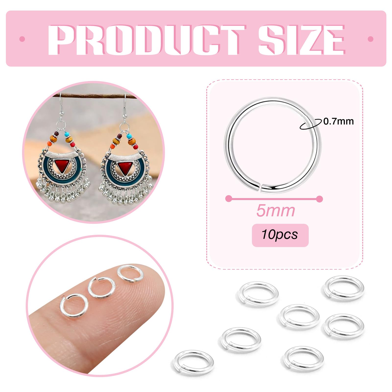 TOAOB 10 pcs 925 Sterling Silver 5 mm Open Jump Rings Silver O Rings Connector Split Open Rings for DIY Craft Necklaces Bracelet Pendant Keychains Jewelry Making - Image 2