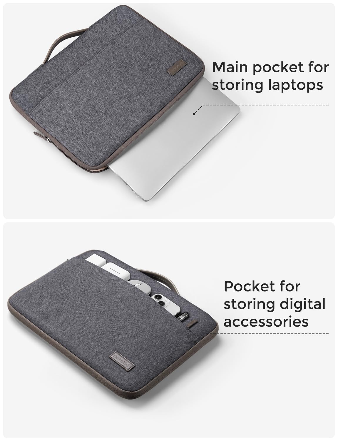 DOMISO Custodia protettiva per computer portatile da 15,6", compatibile con MacBook Pro M4 M3 M2/Pro Max da 15,6-16", HP, Dell, Asus, Lenovo, Chromebook, impermeabile, grigio scuro