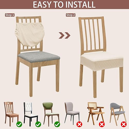 Miniatura 10 de Juego de 6 fundas para sillas de comedor, fundas de asiento para sillas de comedor, fundas elásticas de piel sintética para sillas de cocina, fundas