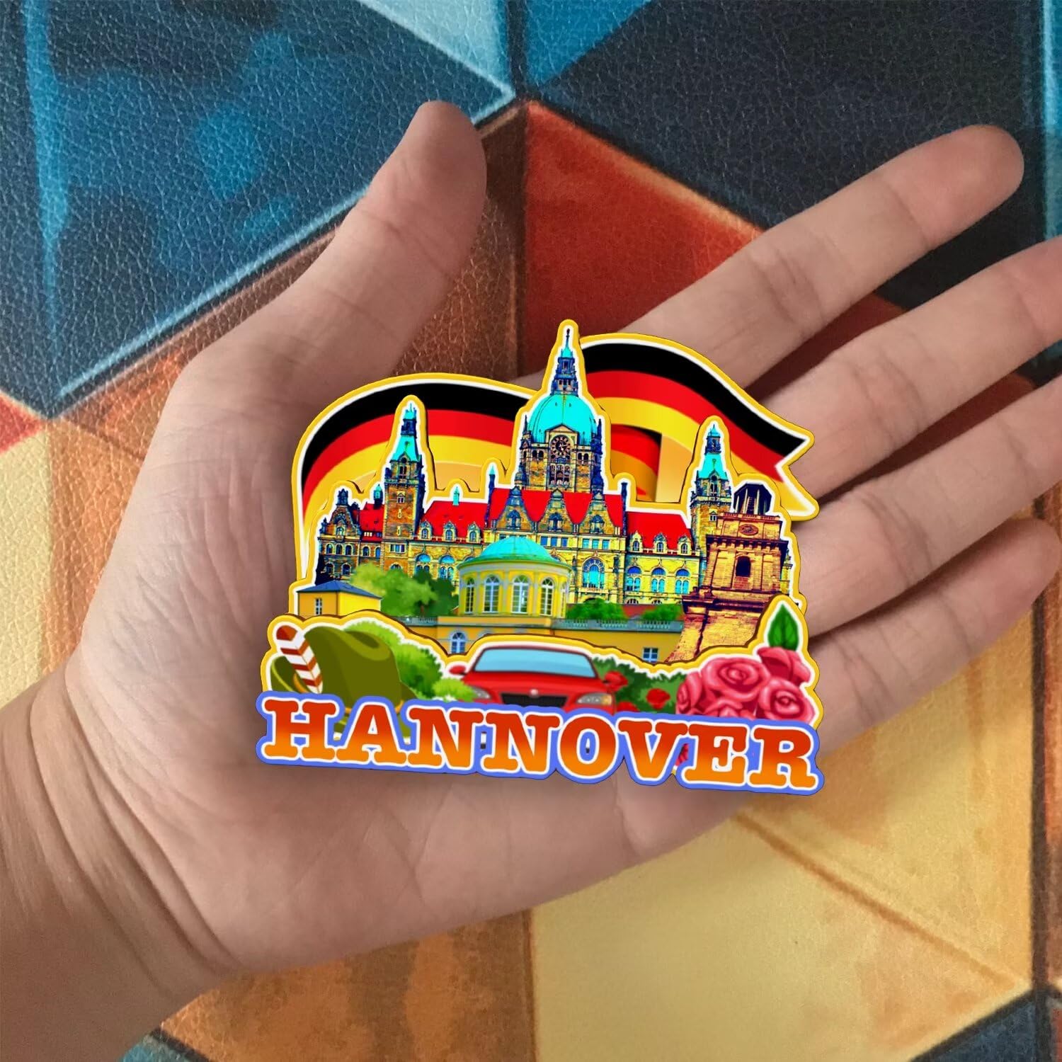 Calendario Magnetico 3D In Cristallo Con Municipio Di Hannover (Germania) - Souvenir Di Viaggio Con Magnete, Regalo In Scatola, 50x50 Mm