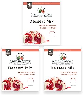A Blend Above White Chocolate Raspberry Swirl Pie Mix - No-Bake Desserts, All Natural, Vegan, Gluten Free, No MSG - Instant Dessert Mix, Fruit Dip, Bagel Topping, Frosting, Cheesecake Filling - Makes 16 Oz (Pack of 3)