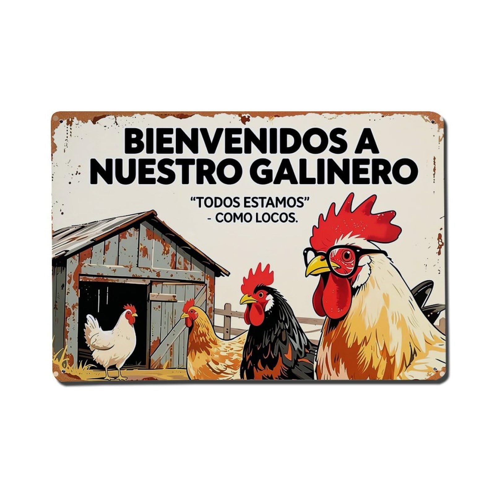Chicken Coop Welcome Sign Art Vintage Tin Sign Retro Metal Wall Decor Metal Poster, Home Bar Garage Farmhouse Cafe Wall Art Decoration 8x12Inches