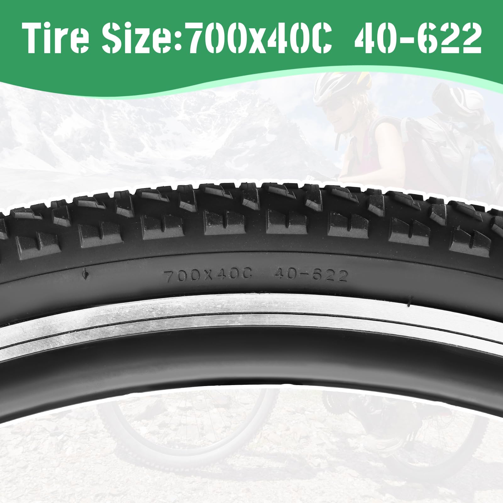 1/2er Set 700x40c Fahrradreifen 28x1,60 Zoll 42-622 Rennrad Reifen mit FV 48MM Schläuchen & Reifenheber