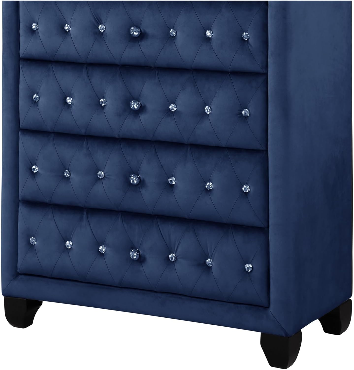 Modern Style Crystal Tufted Upholstered 5 Drawer Chest of Drawers with Velvet Fabric
