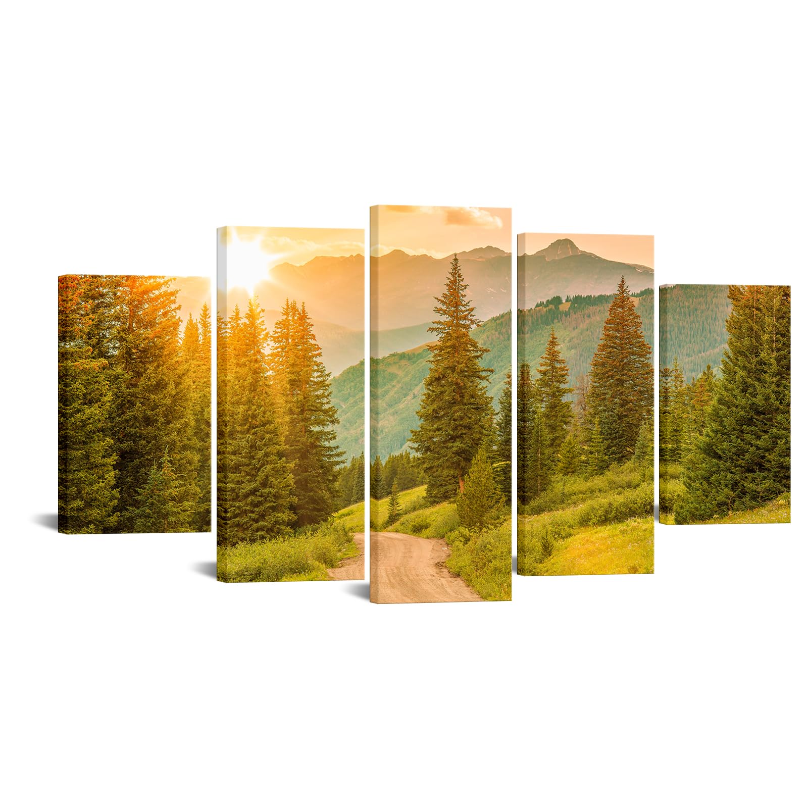 Nachic Wall Colorado Mountain Wall Art Nature Picture Prints Mountains Sunset Painting Poster Artwork Framed Ready to Hang 70"x32"