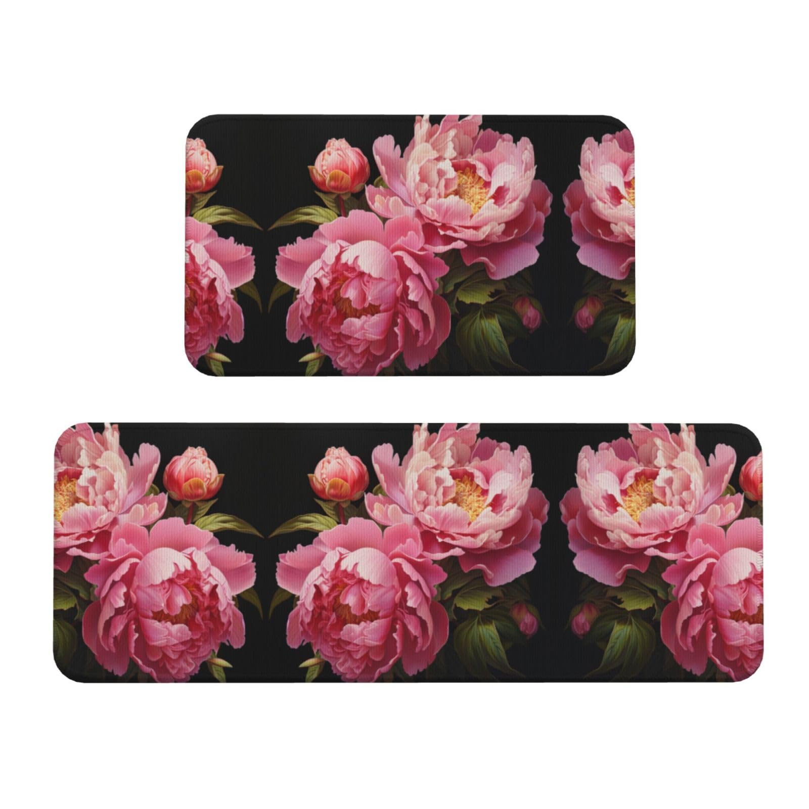 Tapis de sol cuisine antidérapants pivoine buanderie maison lot de 2