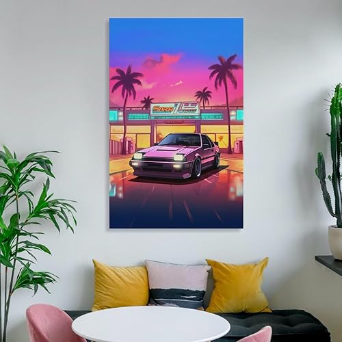 Miniatura 6 de Ae86 - Pósteres de neón Synthwave Retro Jdm para automóvil, para habitación, sala de estar, dormitorio, impresiones artísticas estéticas, decoración