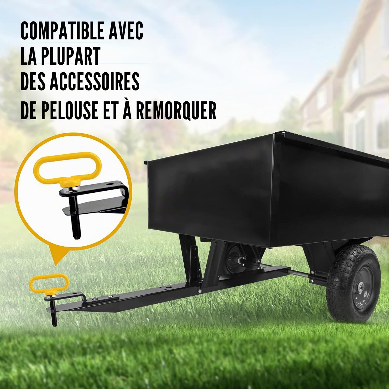 MISSION AUTOMOTIVE Broche d'attelage magnétique jaune - Broche d'attelage pour tondeuse à gazon et remorque - Aimant en néodyme ultra fort pour accrocher et décrocher d'une seule main
