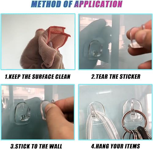 Miniatura 3 de 50 ganchos adhesivos de plástico transparente sin rastro, sin daños, transparentes, reutilizables, sin costuras, ganchos adhesivos con adhesivo que