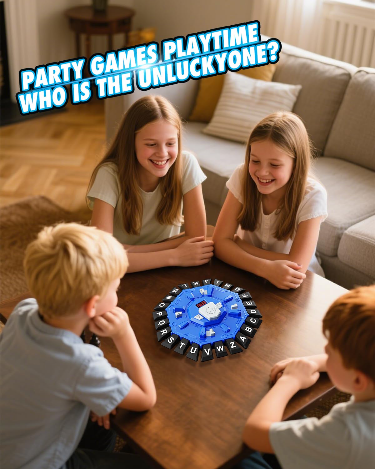 Wortspiel Familien-Brettspiele mit Anzeige-Timer und 2 Modi, 24 Buchstaben-Quetsch-Spiele, Lern-Wortspiel für Kinder und Erwachsene, 2-8 Spieler