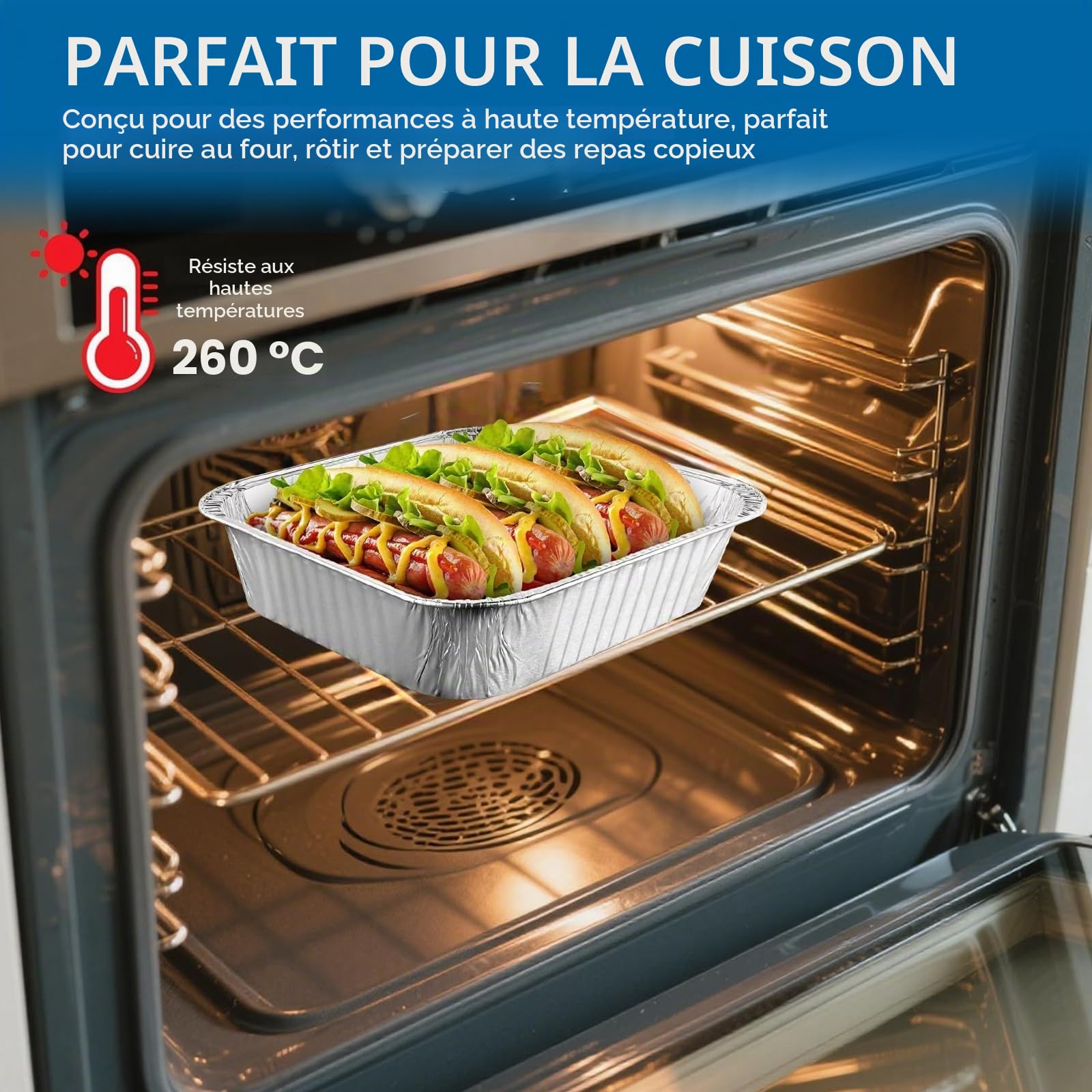 Lot de 10 grands plateaux en aluminium de 3 500 ml, moules profonds en aluminium très résistants pour la cuisson, la pâtisserie, le stockage des aliments (32 x 26 x 7 cm)