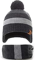 Vista 5 de AHAHA Gorro de invierno para niños con orejeras con forro polar mejorado para esquiar