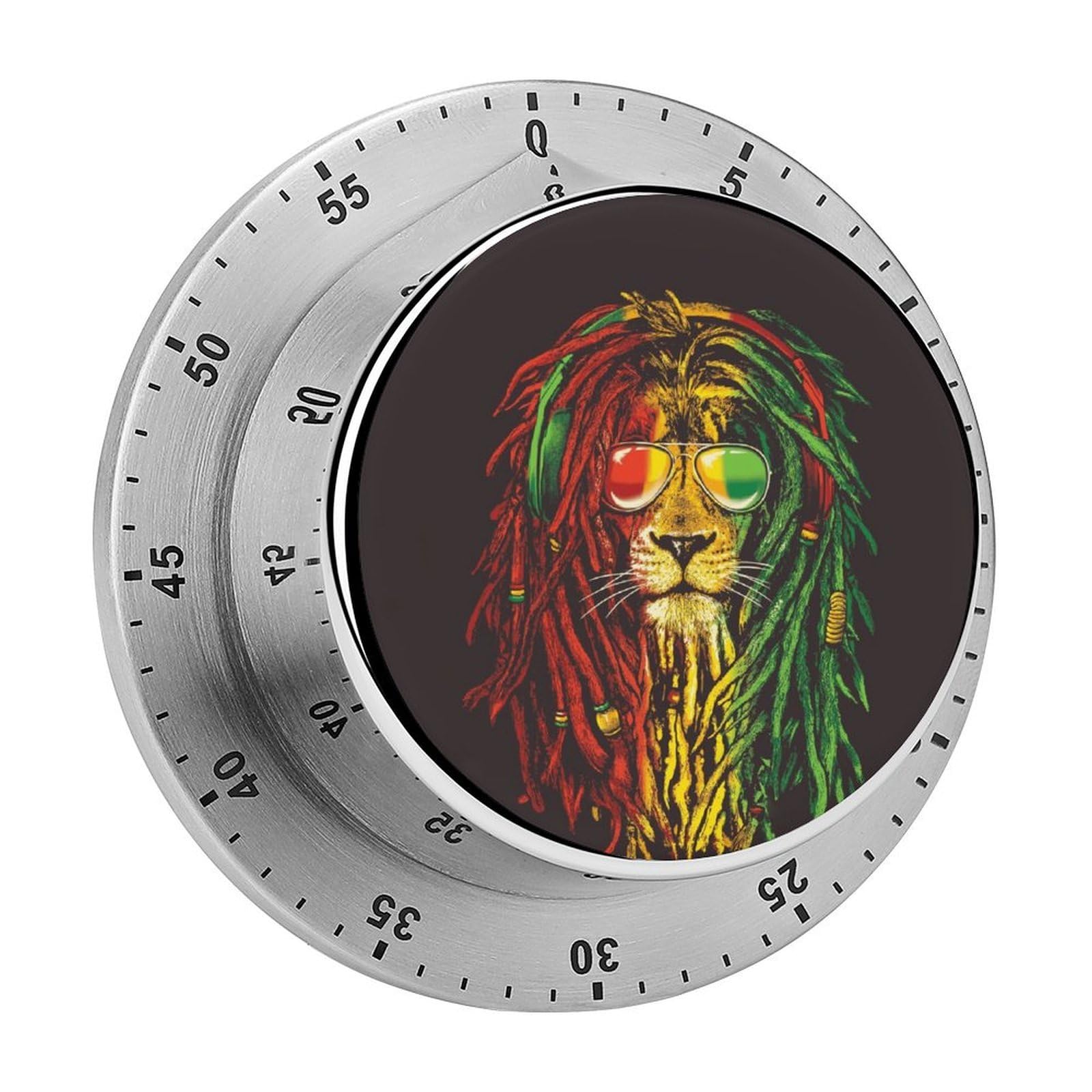 Rasta Lion with Sunglasses Circular Rotating Timer, Suitable for Kitchen and Bedroom