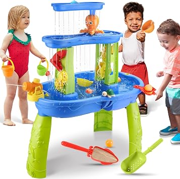 Jugana 3-Tier Kids Sand & Water Table - Outdoor Toddler Water & Sand Play Table - Blue