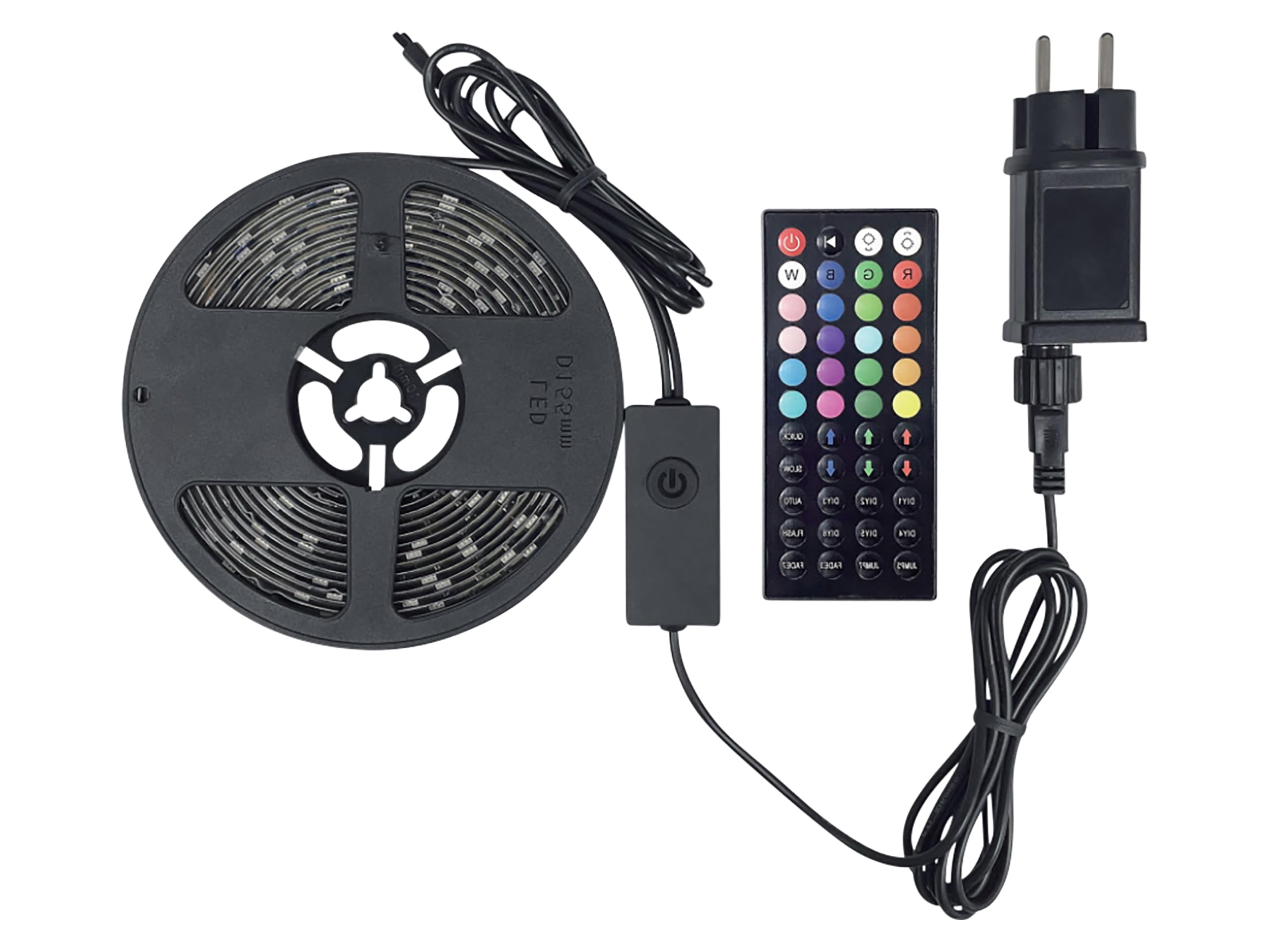 Striscia LED RGB per interni, 18 W, 5 m, autoadesiva, con telecomando, alimentatore e controller, incluso nastro adesivo, IP 44