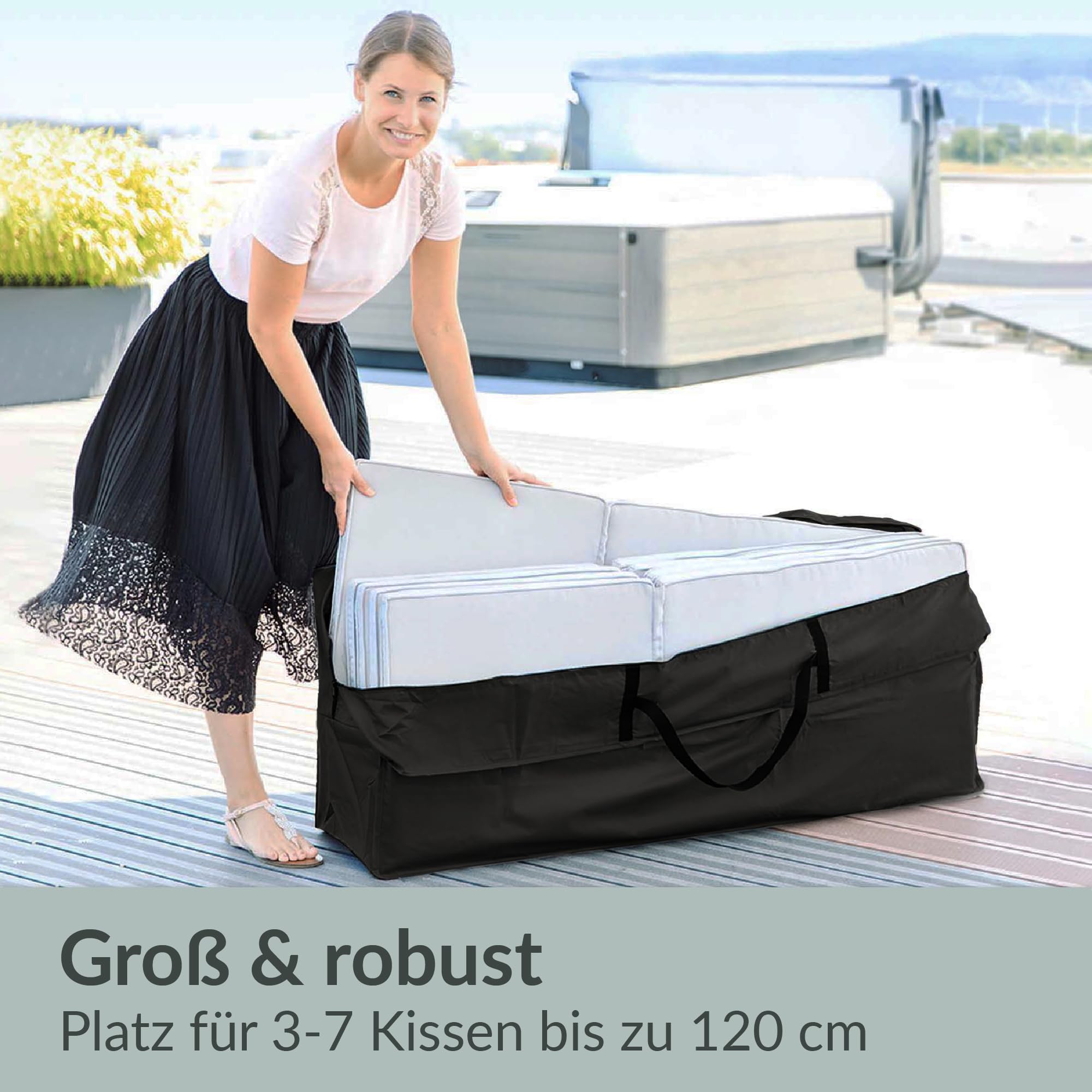 Chefarone Custodia Protettiva per Cuscini 125x50x32 cm Impermeabile Poliestere 250D
