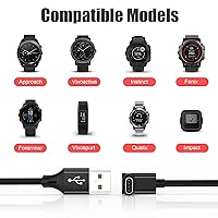 Vista 5 de AGVEE Paquete de 2 cargadores cortos de 1.5 pies para Garmin Watch, cable de carga en forma de L para Fenix, Forerunner, Vivoactive, Instinct, Venu