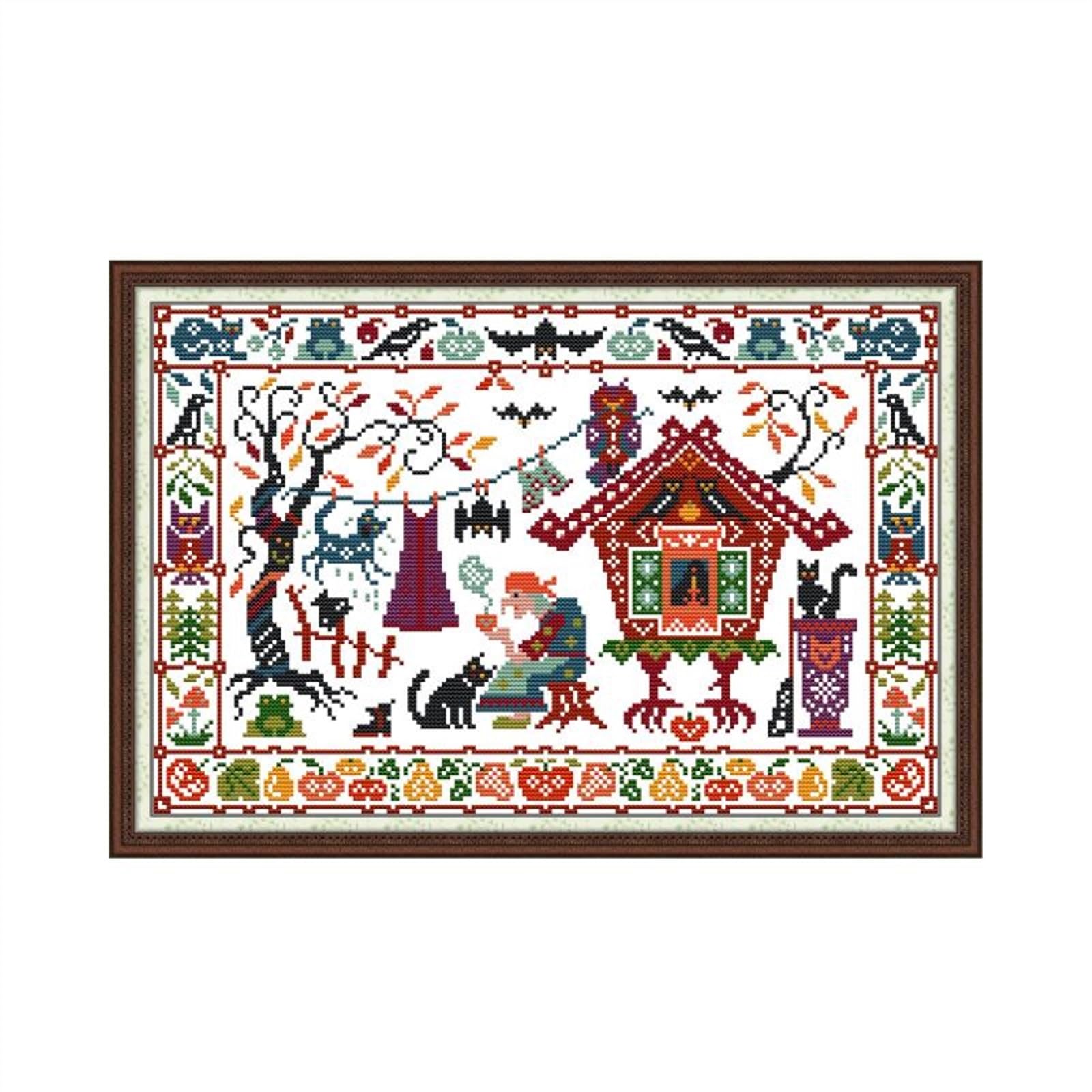 Kit point de croix Halloween 14ct toile blanche broderie comptée DIY