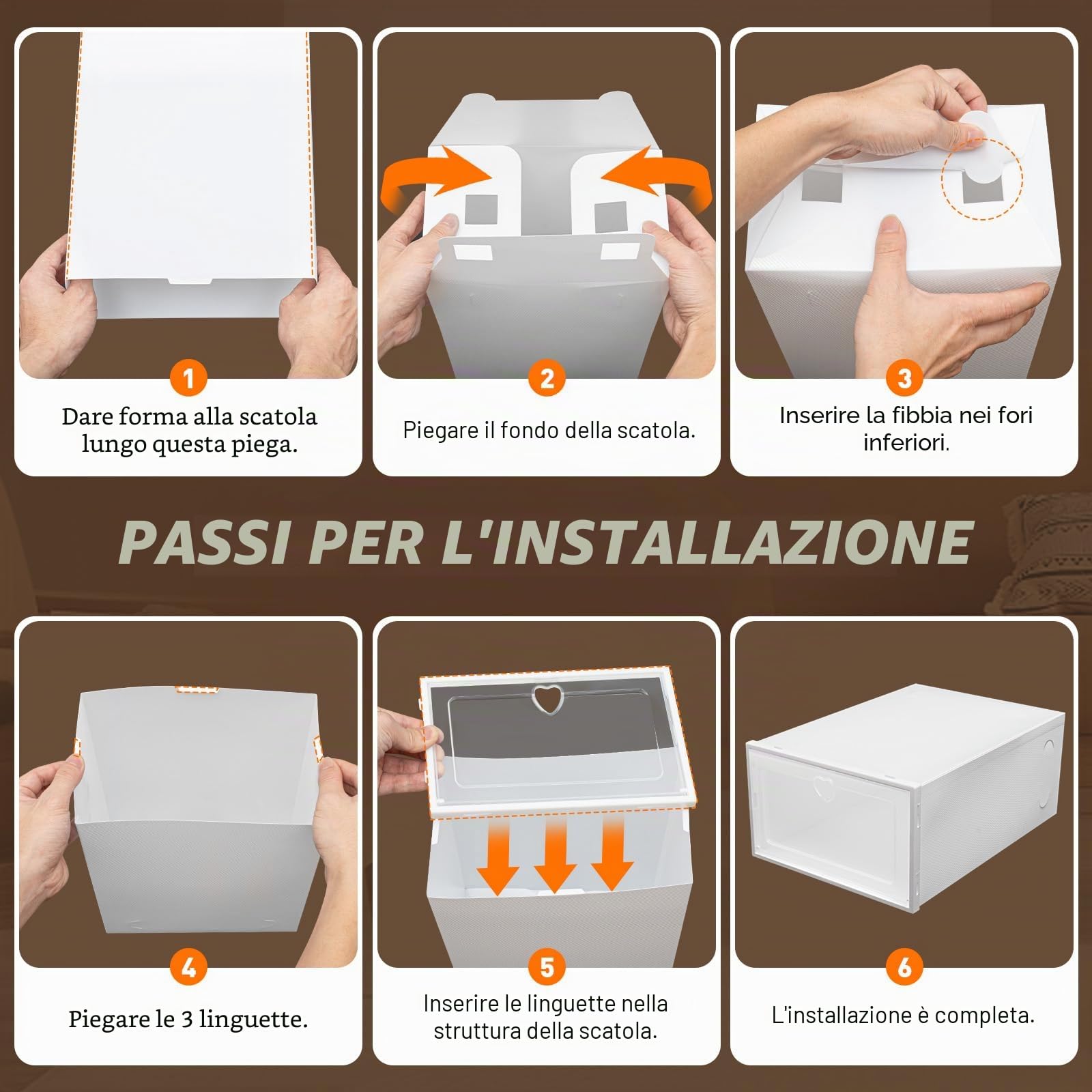 20 scatole per scarpe, in plastica trasparente, pieghevoli, impilabili, organizer per scarpe, contenitori per armadio, camera da letto, piccoli spazi (bianco)