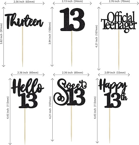 Miniatura 80 de 36 piezas de decoración para cupcakes de 10º cumpleaños con purpurina negra Hello 10 Ten Cupcake Picks Sweet 10 Double Digits Cake Decor for 10th