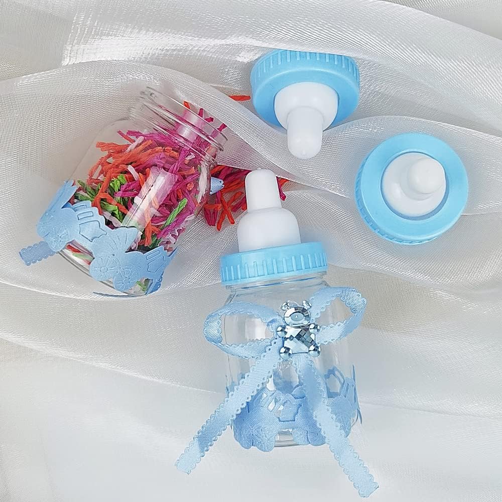 12 pcs Bouteille de Bonbons, Mini Boîte Cadeau Style Mangeoire à Remplir avec Ours pour Cadeaux de Fête Fournitures de Sainte Communion Garçon Fille Baptême Anniversaire Décoration