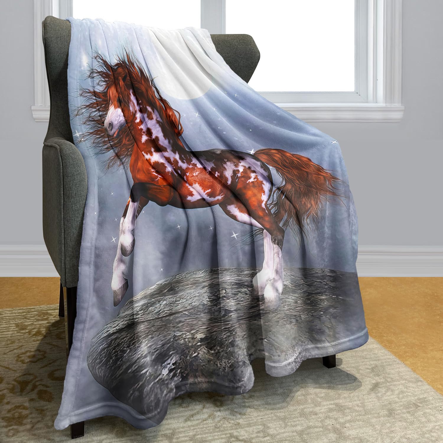 YISUMEI Decke Einheimisches Pferd Kuscheldecken Weich Flanell Fleecedecke Bettüberwurf(150x200cm)