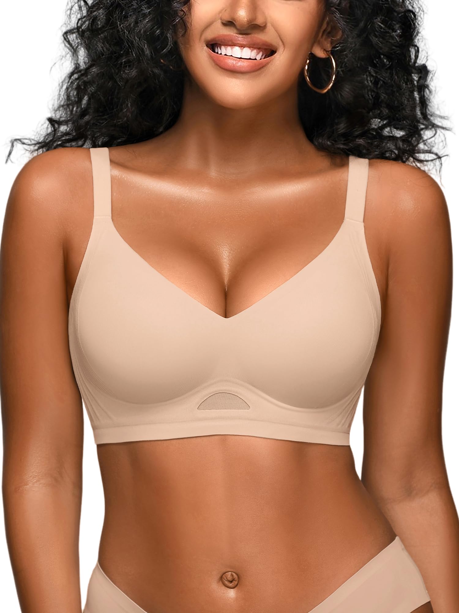 Nahtloser BH Damen ohne Bügel mit Mesh-Design, Bügellos Seamless Bralette | Push Up, Bequem, Soft T Shirt Bra, Gepolstert, Komfort Schlaf & Alltags BH, atmungsaktives Mesh