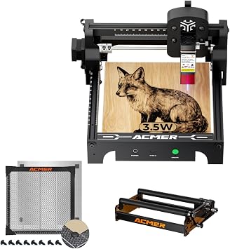 ACMER Laser Engraver S1 3.5W,M3 Laser Rotary Roller and E300 Honeycomb Laser Bed