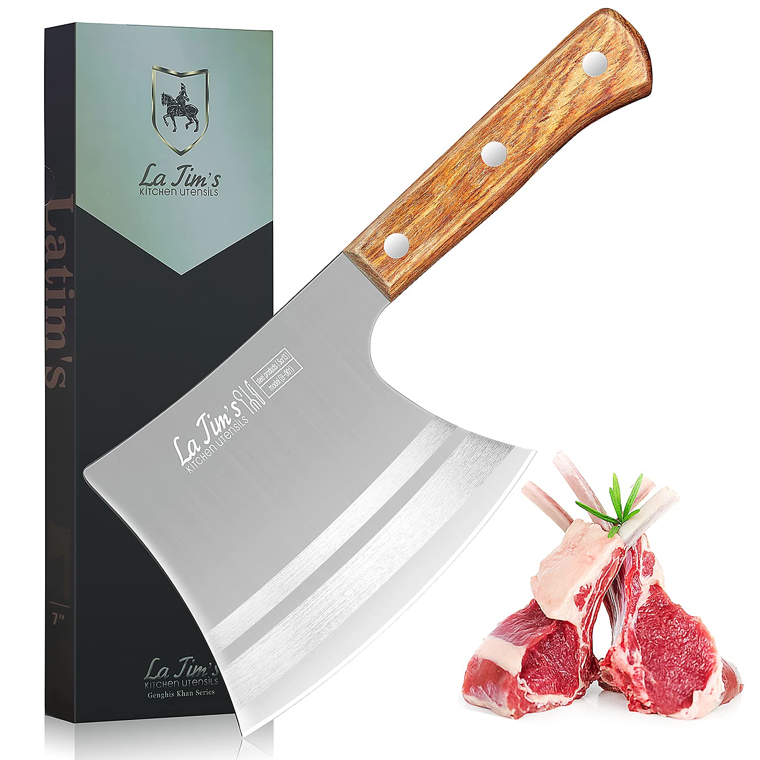 Buy LA TIM'S Meat Cleaver Knife, 2 lb Heavy Duty Cleaver with Hand