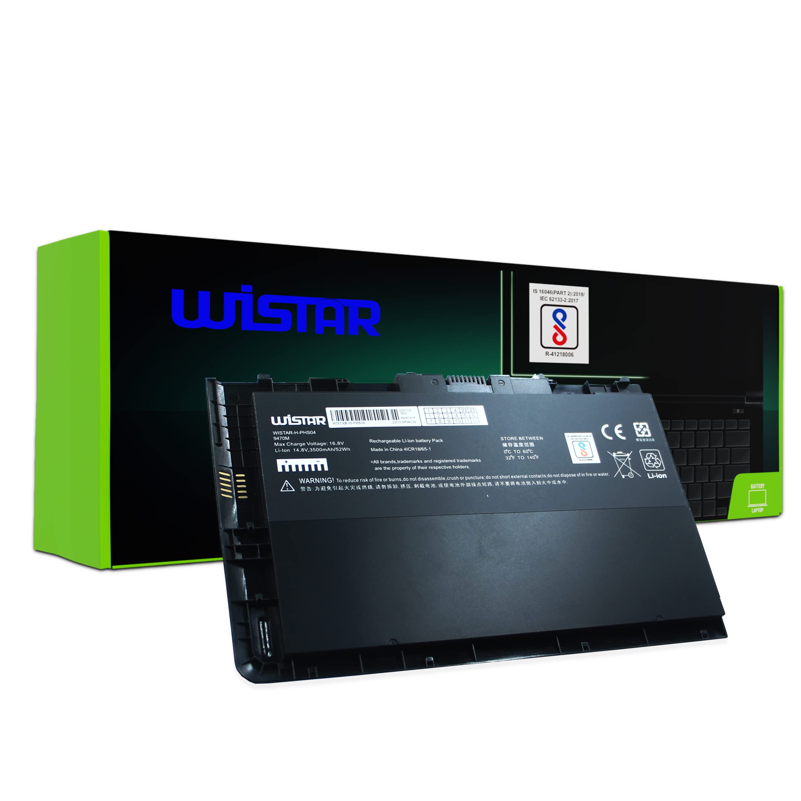 WISTAR BT04 BT04XL Notebook Battery for HP EliteBook Folio 9470 9470M Series Laptop fits BA06 BA06XL Battery Spare 687945-001 696621-001 H4Q47AA H4Q48AA HSTNN-I10C HSTNN-DB3Z