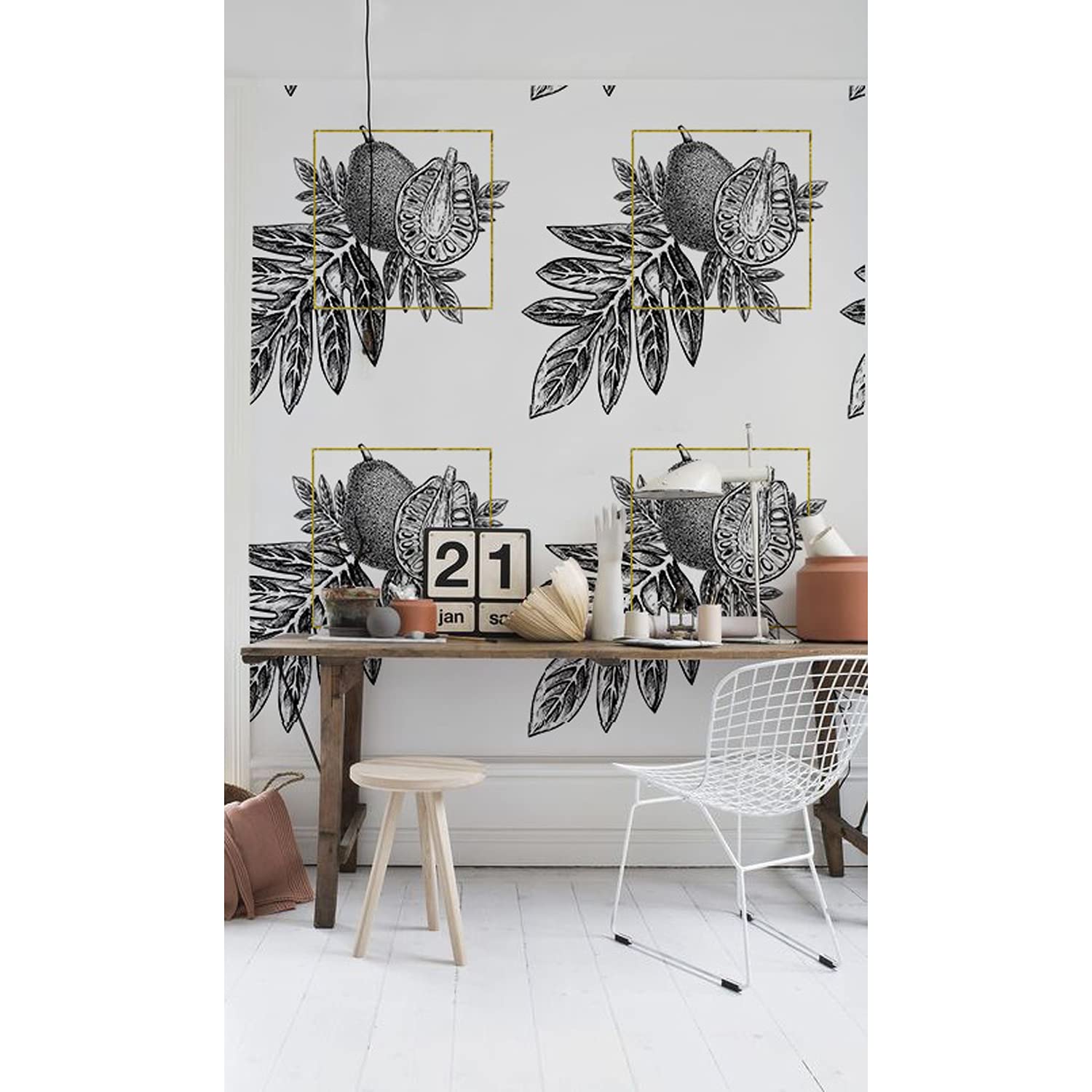 Papier peint auto-adhésif 312x219 cm Coloray motif fruit exotique pour décoration mur et meuble