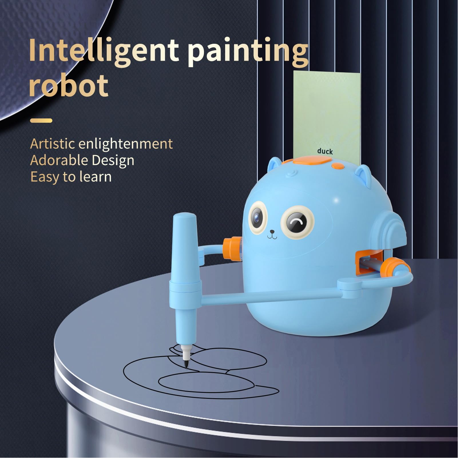 Asixxsix Rysowanie Robota dla Dzieci ze 100 Kartami Edukacyjnymi, Interaktywny Robot Malarski Edukacyjny z interakcją głosową, Maszyna do Rysowania Robota Obecna dla Dziewcząt (niebieskie niebo)