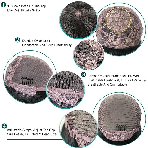 Miniatura 6 de RHEANNA Peluca de cabello humano con flequillo de 180 densidad de 20 pulgadas, peluca ondulada brasileña con flequillo para mujeres negras, peluca