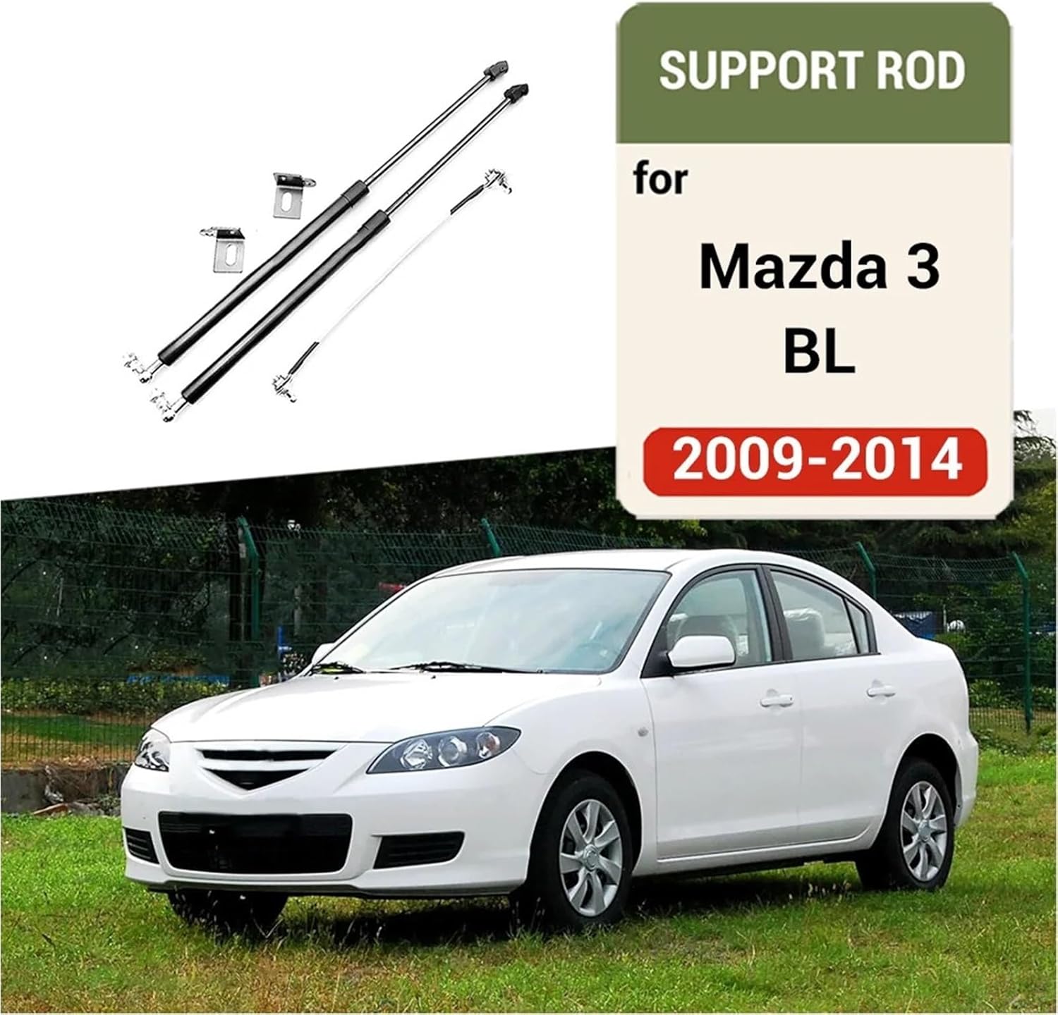 Compatible With Mazda 3 BL 2009-2012 Car-styling Refit Bonnet Hood Gas Shock Lift Strut Bars Support Rod(Carbon blue)