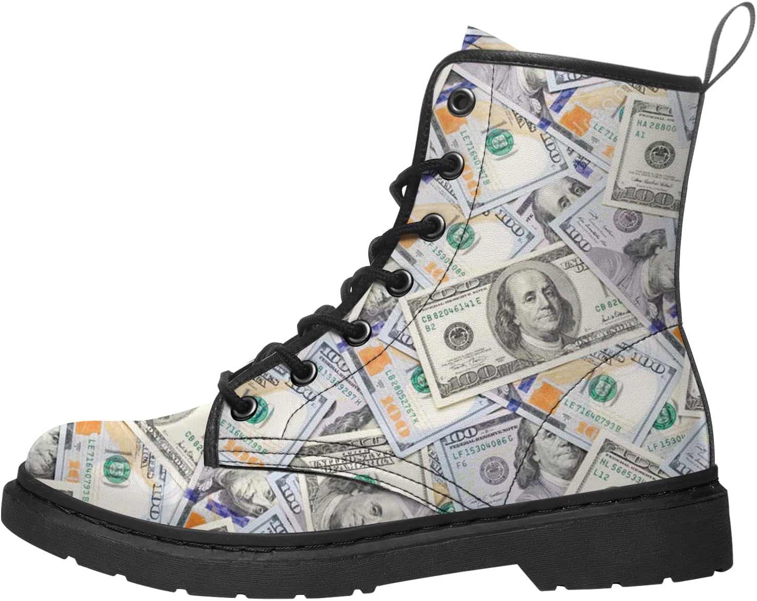 Hundred Dollar Money Print Mens Womens Combat Boots Waterproof Lace Up Winter Work Boots Shoes Gifts for Her,Him