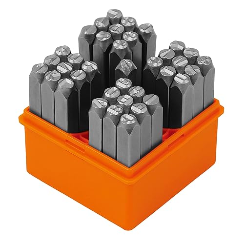 HORUSDY 37-Piece Easy-to-Pick Metal Letter & Number Stamp Set, 1/4” (6mm), Includes Star Symbol, Letter Punch Set for Jewelry, Metal, Leather & DIY Stamping