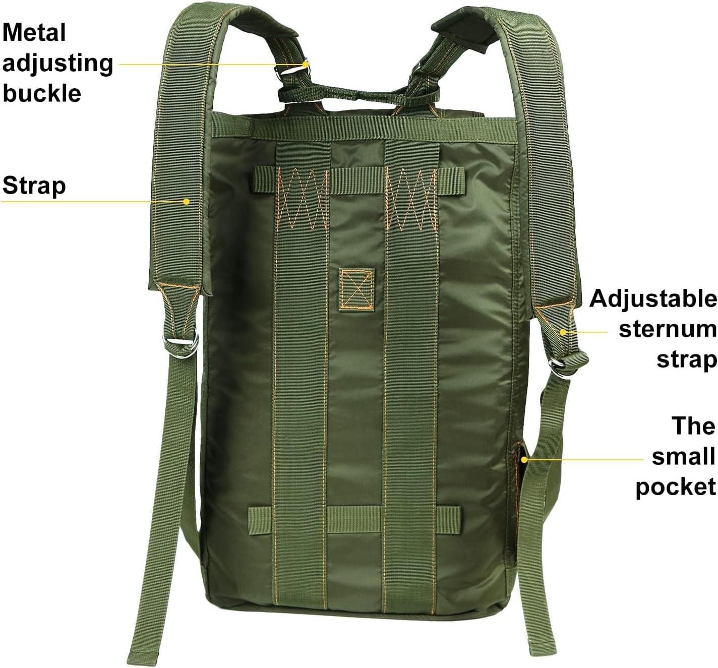 Military Tactical Backpack Parachute Buckles Hook Nylon Rucksacks Flight Backpacks Day Pack for Outdoor,Hiking,Camping (Green) - Image 4