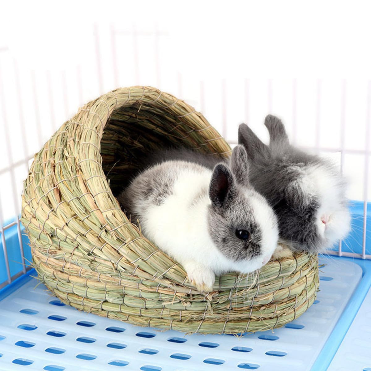 Kaninchennest aus Natürlichem Stroh Mittelgroßes Kleintierhaus mit Organischem Duft Atmungsaktives Hamster und Meerschweinchen Schlafhaus für Geschützte Ruhe und Aktivitäten