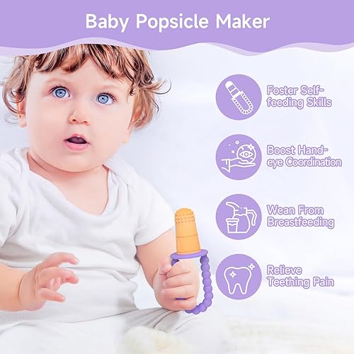 Miniatura 2 de Morlike Baby Tiny Pops, Molde de paletas de silicona 100% para bebés de 4 meses + moldes de leche materna para aliviar la dentición, esenciales para