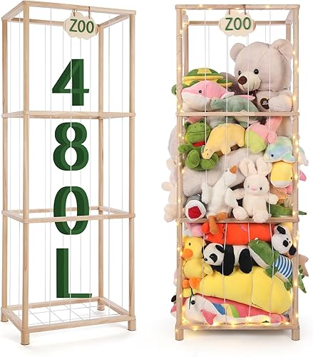 Miniatura 7 de Almacenamiento de zoológico de animales de peluche de madera extra grande 64 pulgadas de alto x 24 pulgadas de largo x 16 pulgadas de ancho, hecho