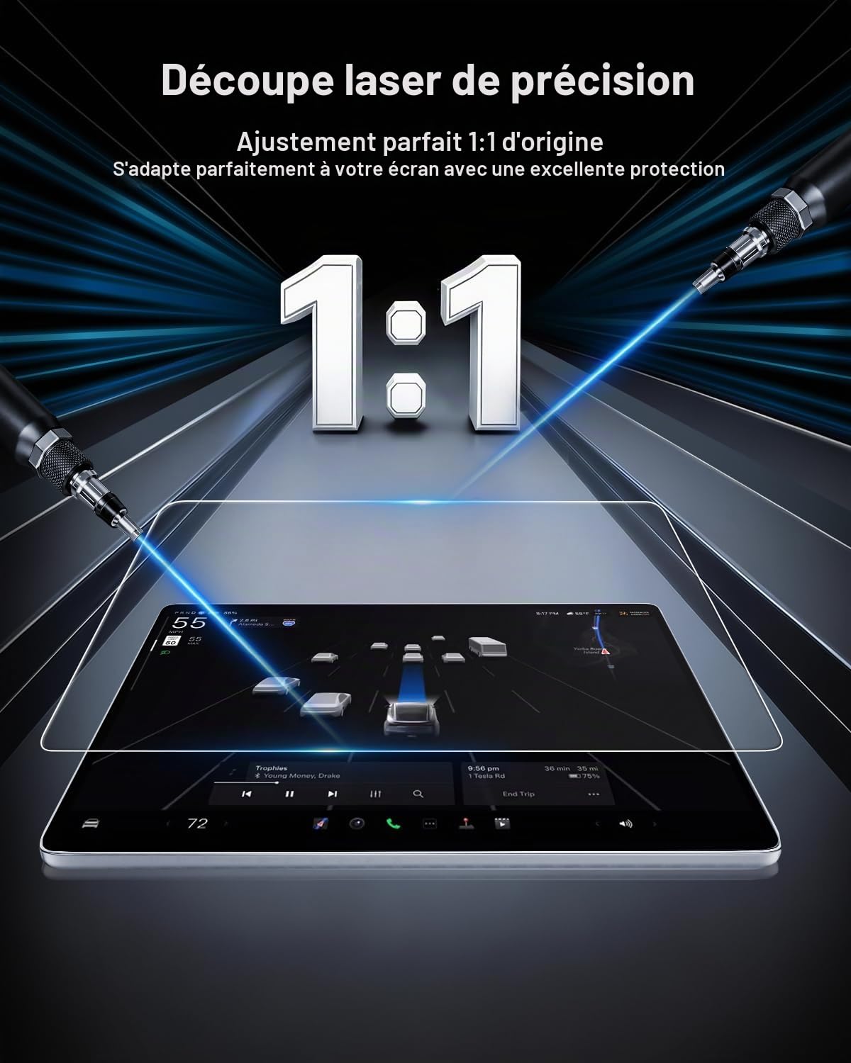 SHAOHAO [ Lot de 3 Films de Protection d'écran en Verre trempé compatibles avec Audi A6 C8/4K & A7 4K8 & Q7 & Q8 2019-2023 2024 (Navigation + système de Divertissement arrière)